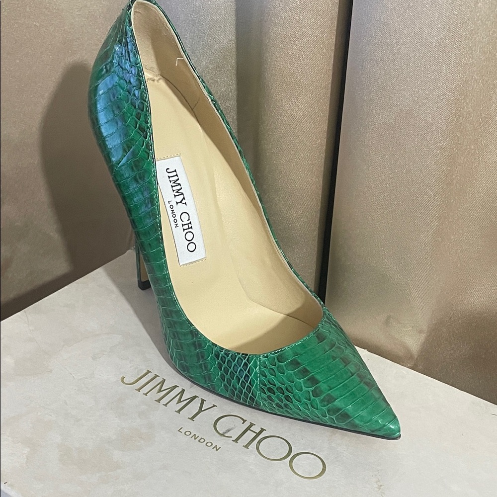 Jimmy Choo Green Snakeskin Pumps